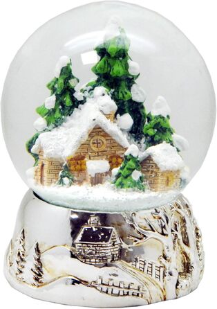 Хатина Snow Globe Чарівна гірська хатина на п'єдесталі Срібна музична шкатулка Різдво - 100мм*20163