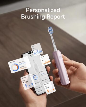 Електрична зубна щітка Laifen Wave Pro Рожева (Алюміній) з 6 режимами, акумулятором на 70 днів та контролем тиску