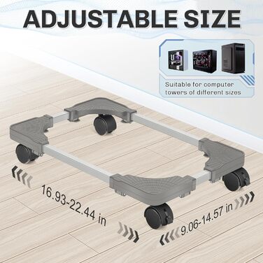 Підставка для комп'ютера Liitrton Mobiler, регульована, на коліщатках, для більшості ПК (білий, світло-сірий)