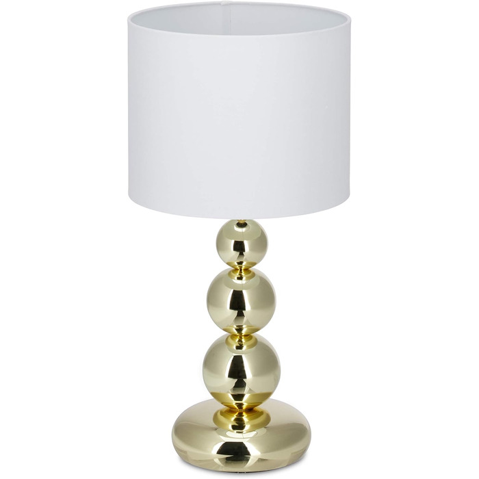 Білий, круглий абажур, оригінальний дизайн, E27, приліжкова лампа, HxD 50 x 25 см, кулі настільної лампи золоті