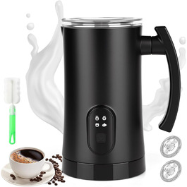 Електричний пінощікач для молока 400W, 350мл, нержавіюча сталь, 4 режими, для капучино, лате, макіато, гарячого шоколаду, для дому, офісу, як подарунок