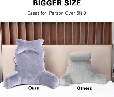 Крісло-мішок для читання з підголовником та підлокітником, сіре (X-Large)