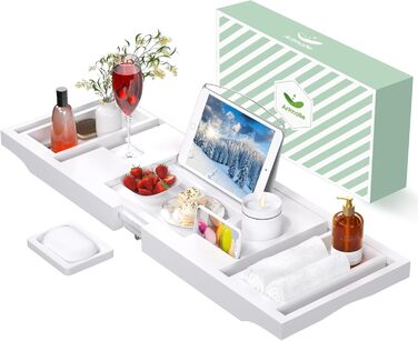 Підставка для ванни Artmalle, складаний столик з бамбука з тримачем для книги та келиха, мильниця в подарунок, для спа-салонів та читання