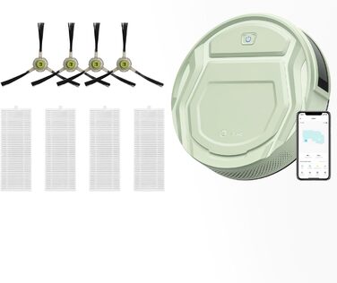 Робот-пилосос LEFANT 2200Pa з Wi-Fi, керуванням через додаток та Alexa, 120 хв роботи, для твердих підлог, килимів та шерсті тварин, з базою для зарядки