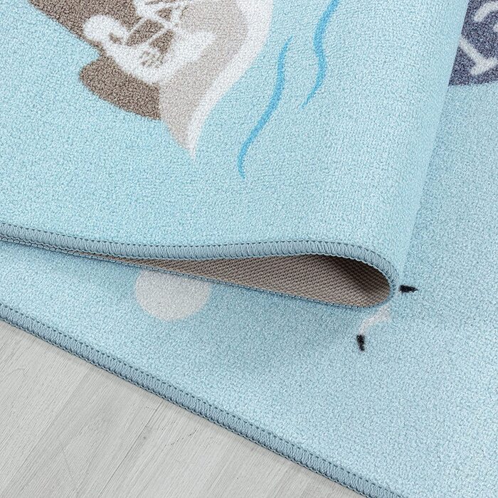 Дитячий килимок Pirate Design - Килим з коротким ворсом Дитяча кімната для дівчаток і хлопчиків Нековзний м'який ворс - ігровий килимок, який можна прати Дитячий килимок Ігровий килимок Дитяча кімната (80 х 120 см, синій)