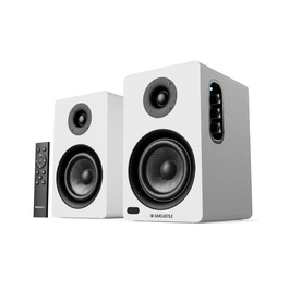 Акустична система Oakcastle BK100 Bluetooth 5.4, 60W 2.0 Hi-Fi поличні колонки для телевізора (HDMI ARC) та ПК, білі, з пультом