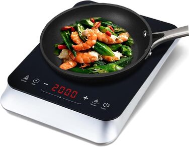 Індукційна конфорка COOKTRON 2000 Вт, 29 см, 10 рівнів температури, таймер на 4 години, сенсорне керування, функція підсилення