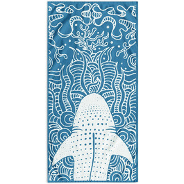 Пляжний рушник бавовняний рушник для купання синій (Акула 2, 90x180)