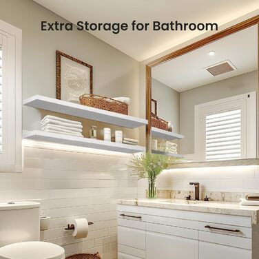 Набір плаваючих полиць Wandregal білі 40 см (3 шт) для спальні, кухні, офісу, вітальні - сучасний декор