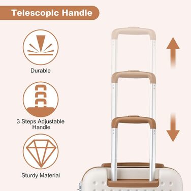 Валіза KONO з ABS пластику, 75 x 48 x 29 см, білий, з TSA замком