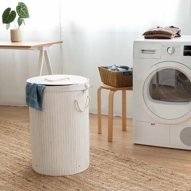 Кошик для білизни з бамбука знімний мішок - стильний аксесуар для ванної, спальні або пральні, декоративне зберігання