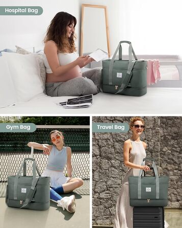 Сумка-мішок LOVEVOOK для жінок, 42L, водонепроникна, з відділенням для взуття, для подорожей, спортзалу, басейну, пологів, Ryanair