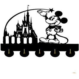 Брелок для ключів Kinglive Міккі Маус Мінні Маус, Чорна полиця для ключів Disney самоклеюча підставка для ключів, настінний органайзер, Дерев'яна настінна Підвіска Disney, подарунок Disney (Міккі 4)