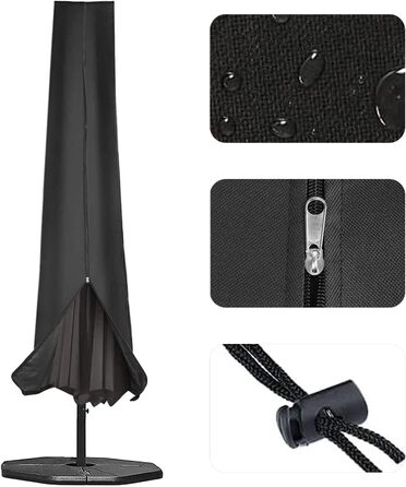 Чохол для парасольки/терасної парасольки, 153x30x30 см, водовідштовхувальний, міцний, 600D Oxford, PVC покриття, чорний