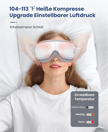 Масажер для очей Bob and Brad EyeOasis 2 з підігрівом, музикою та компресією. Електрична маска для очей для зняття темних кіл та сухості очей. Подарунок для чоловіків та жінок. Білий