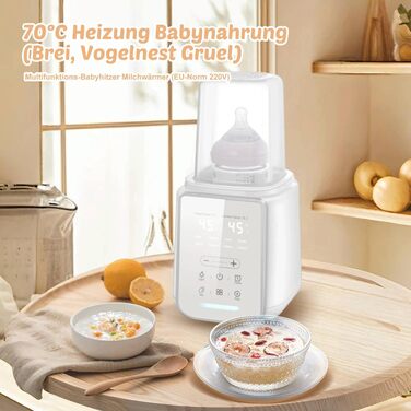 Підігрівач для пляшечок 8-в-1, дитячий підігрівач для грудного молока та сумішей, з інтелектуальним регулюванням температури для всіх пляшечок