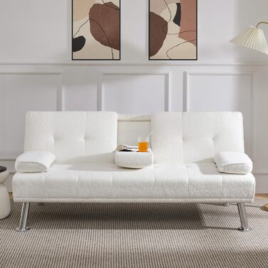 Диван-ліжко Yaheetech на 3 особи з функцією сну, диван-кровать, софа-ліжко, білий, до 350 кг