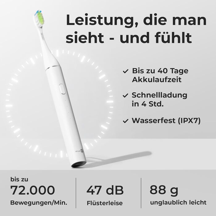 Звукова зубна щітка WhyteDOT® Premium: тиха, ефективна, з алюмінієвим корпусом, UV-футляром та до 6 тижнів роботи