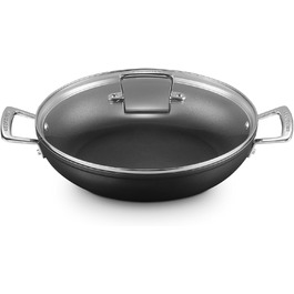 Сковорода Le Creuset з антипригарним покриттям з кришкою, 28 см, для всіх типів плит (включно з індукцією), алюміній, сірий/сріблястий