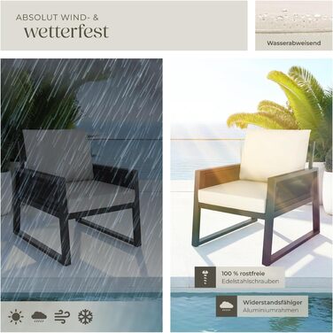 Набір садово-розкладних меблів tectake® Rope Design: 2 крісла, диван, стіл, подушки, для саду/балкону, 4 посадочні місця, вологостійкий, стиль 3