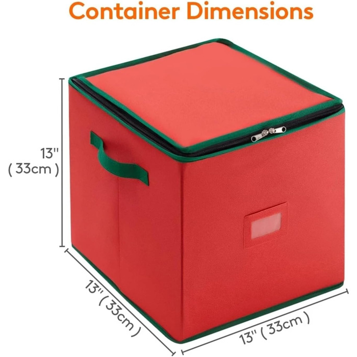Коробка для зберігання новорічних кулі (64 шт.), органайзер для прикрас, 33x33x33 см