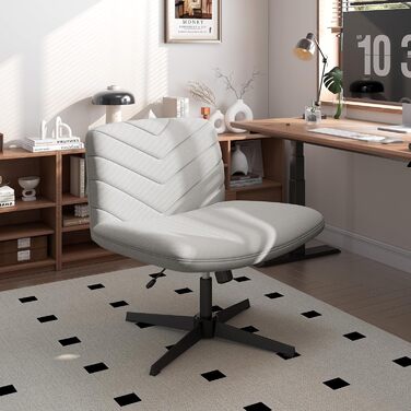 Офісне крісло Yaheetech з роликами, регульоване по висоті, з широким сидінням та середньою спинкою, для офісу та спальні (Світло-сірий)