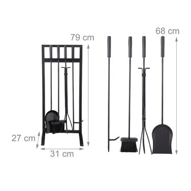 Набір для каміну Relaxdays, 5 предметів, кованого заліза
