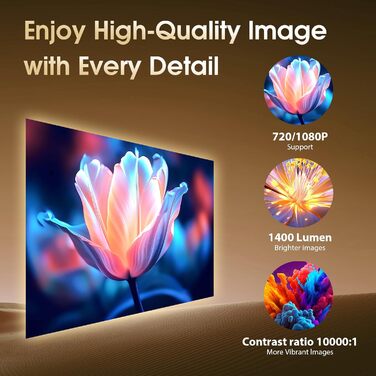 Портативний відеопроектор Mini Beamer 1920x1080P з підтримкою Android TV, WiFi 6, BT5.2, HDMI, USB, PS5, Laptop та мишкою