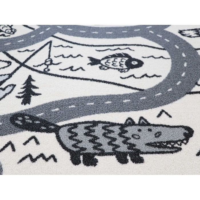 Дорожній килимок в стилі ретро 140x200 см, сіро-чорно-білий, простий у догляді, підходить для підлоги з підігрівом, ігровий килимок, простий автомобільний дитячий килимок для дівчаток і хлопчиків (100x150 см, лісові дороги)