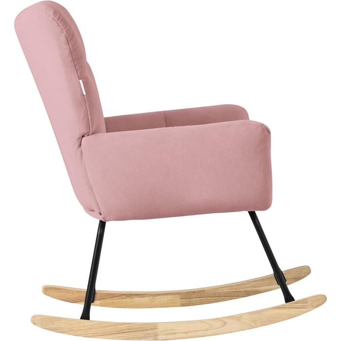 Крісло-гойдалка ML-Design рожевого кольору з оббивкою під фліс, дерев'яні полози, для вітальні, спальні, балкона