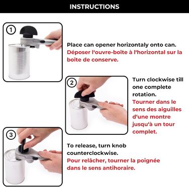 Starfrit Securimax Автоматичний відкривач консервних банок з безпечною технологією країв та підйомником кришки, сірий