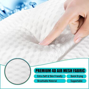 Подушка для ванни з піни Memory Foam, біла, з присосками, 4D вентиляція, 6 присосок, для шиї та спини