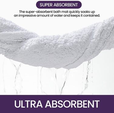 Килимок для ванної кімнати DEXI, м'який, нековзний, миючий, 40 x 60 см, білий