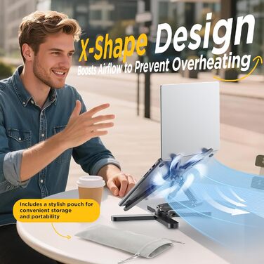 Підставка для ноутбука FoldWise X - алюмінієва, регульована, 360° - для 11-18 дюймів