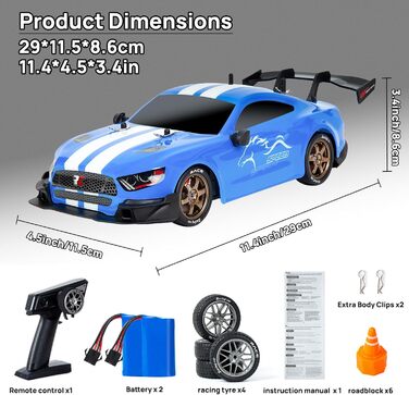 RC Автомобіль для дрифту 1:14 4WD, радіокерування, синій - іграшка для дітей та дорослих