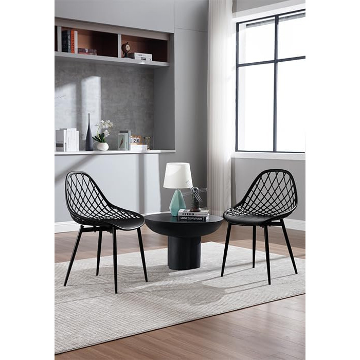 Стільці для їдальні та кухні, сучасний скандинавський дизайн, білий пластиковий стілець з металевими ніжками, набір 4 шт. (K0018EZS-4)