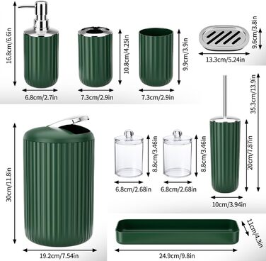 Набір аксесуарів для ванної кімнати 9 шт. Чорний та золотий: смітник, попільниця, диспенсер для мила, мильниця, тримач для зубних щіток, стакан для зубних щіток, щітка для унітазу та контейнер для ватних паличок
