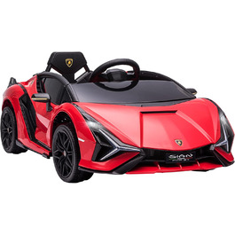 Електромобіль Lamborghini SIAN HOMCOM 12V для дітей, з пультом, музикою (MP3/USB), світлом, металевий, червоний, 108x62x40 см, для дітей 37-60 місяців