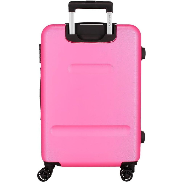 Чохол-валіза Roll Road Flex з ABS-пластику, кодований замок, 4 колеса, ручна поклажа, практичний інтер'єр, набір 2 шт., рожевий