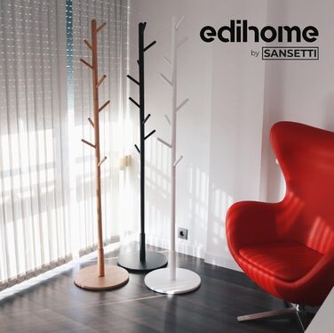 Дерев'яний вішак для одягу Edihome з 8 гачками, 172 x 38 x 38 см, для передпокою, коридору або спальні (Чорний)