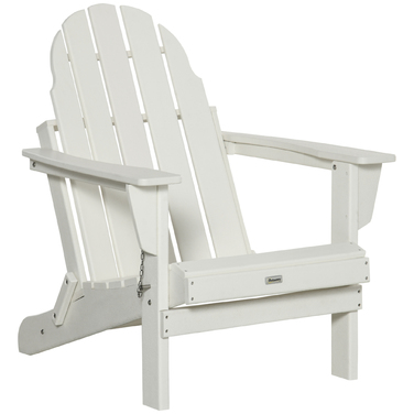 Садове крісло Outsunny Adirondack складне 75x87x93см, біле садове крісло для балкона та садових меблів