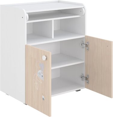 Комод для дитячої кімнати Shefa Wickelkommode 700 Teddy, білий - сучасний комод для дитячої, 47 x 70 x 86 см, білий/пастельний дуб