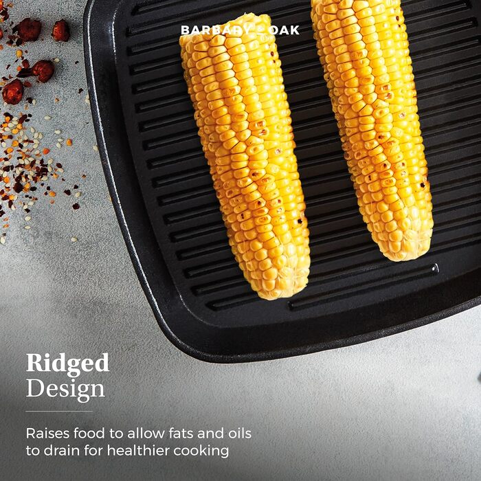 Сковорода-гриль Barbary & Oak BO800256GRN з емальованим покриттям, 23 см, зелений