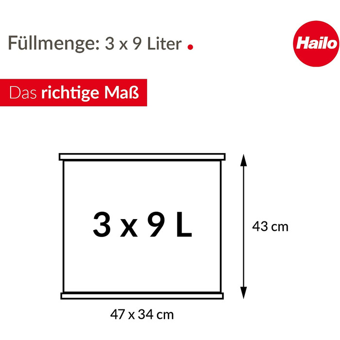 Хайло Еко тріо Плюс Л / сміттєпровід 3 х 9 літрів 27 літрів / Нержавіюча сталь М'яка кришка, що закривається / 3-в-1 педальне відро з внутрішніми відрами / відро для сміття прямокутної форми / зроблено в Німеччині
