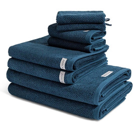 Вибір - органічна бавовна - 2 рушники для прання - 2 рушники для гостей - 2 рушники для душу - 2 рушники (набір з 8 шт. ) (нічний синій)