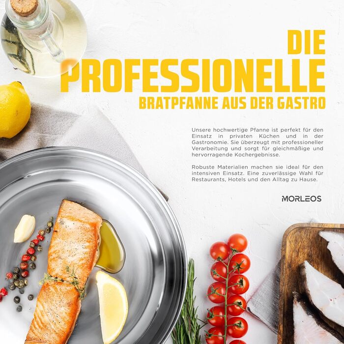 Сковорода Morleos керамічна Ø 32 см, без PFAS та PTFE, антипригарна, 5-шарова, 3 мм, для індукційних плит, з нержавіючої сталі, можна мити в посудомийній машині