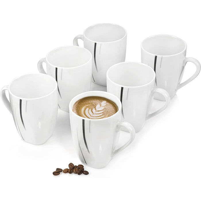 SÄNGER Кавовий сервіс Bilgola з порцеляни, 6 персон, 150 мл, білий з чорними лініями | PREMIUM COLLECTION