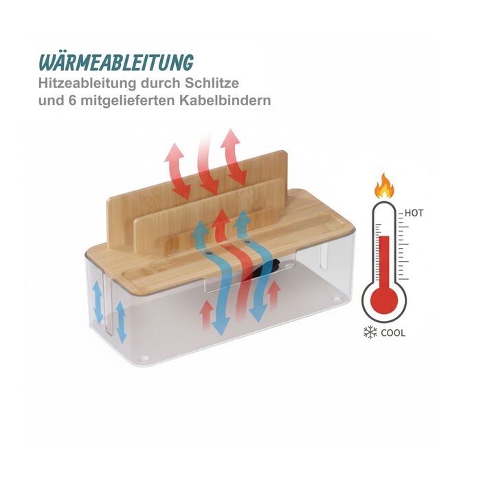 Організатор кабелів Relaxdays з бамбука та кріпленням