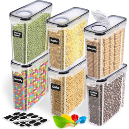 Набір контейнерів для зберігання 2.5л, BPA-free, для крупи, борошна, з етикетками та ручкою, 4 мірні ложки