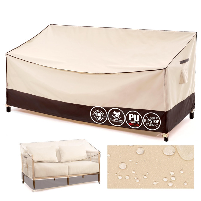Накладка для садово-патіо меблів F&J Outdoors: водовідштовхувальна, захист від сонця, для 3-х місць, 208x99x61/89 см, бежева